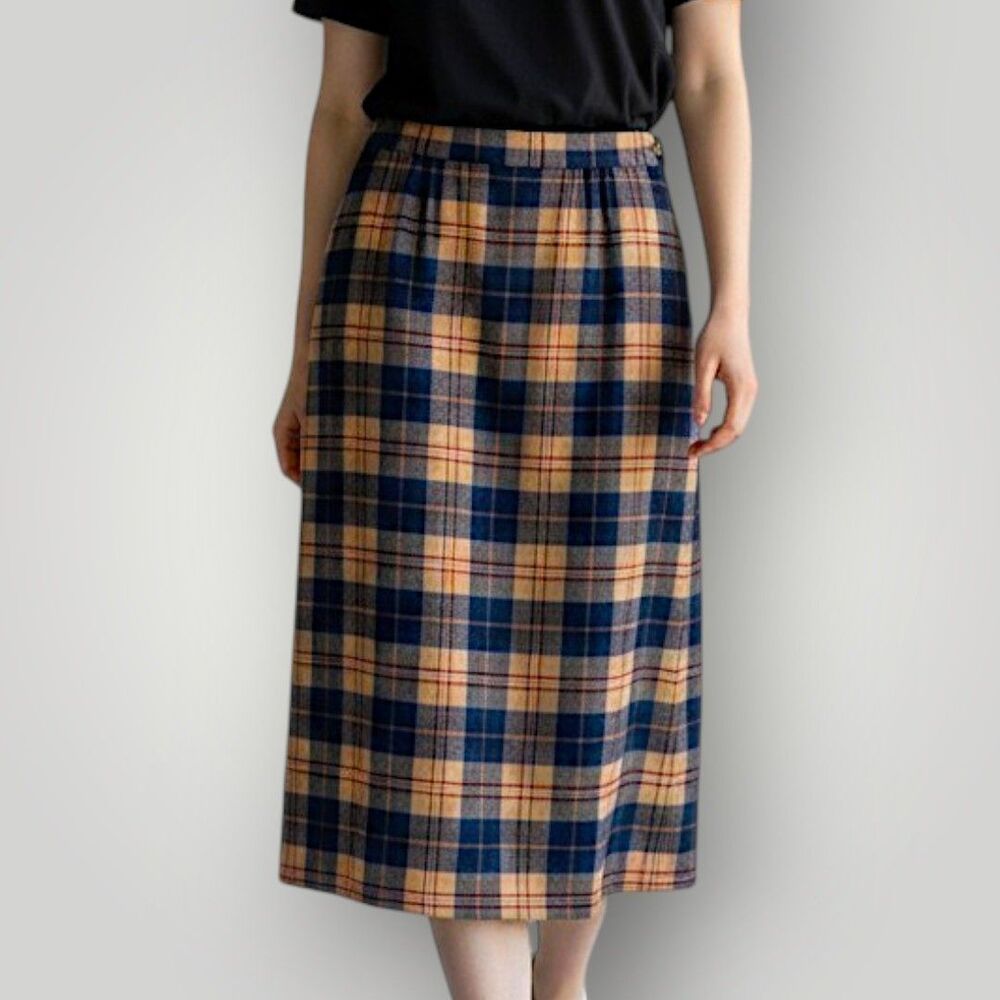 Vintage PENDLETON Skirt Womans SIZE 12 Wool Autentic Cailean Tartan Blue PLAID